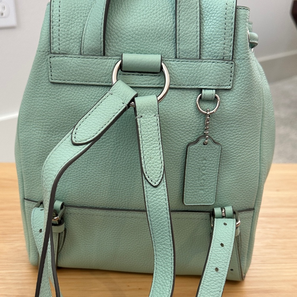 Coach Leather Mini Drawstring Backpack in Mint - image 5